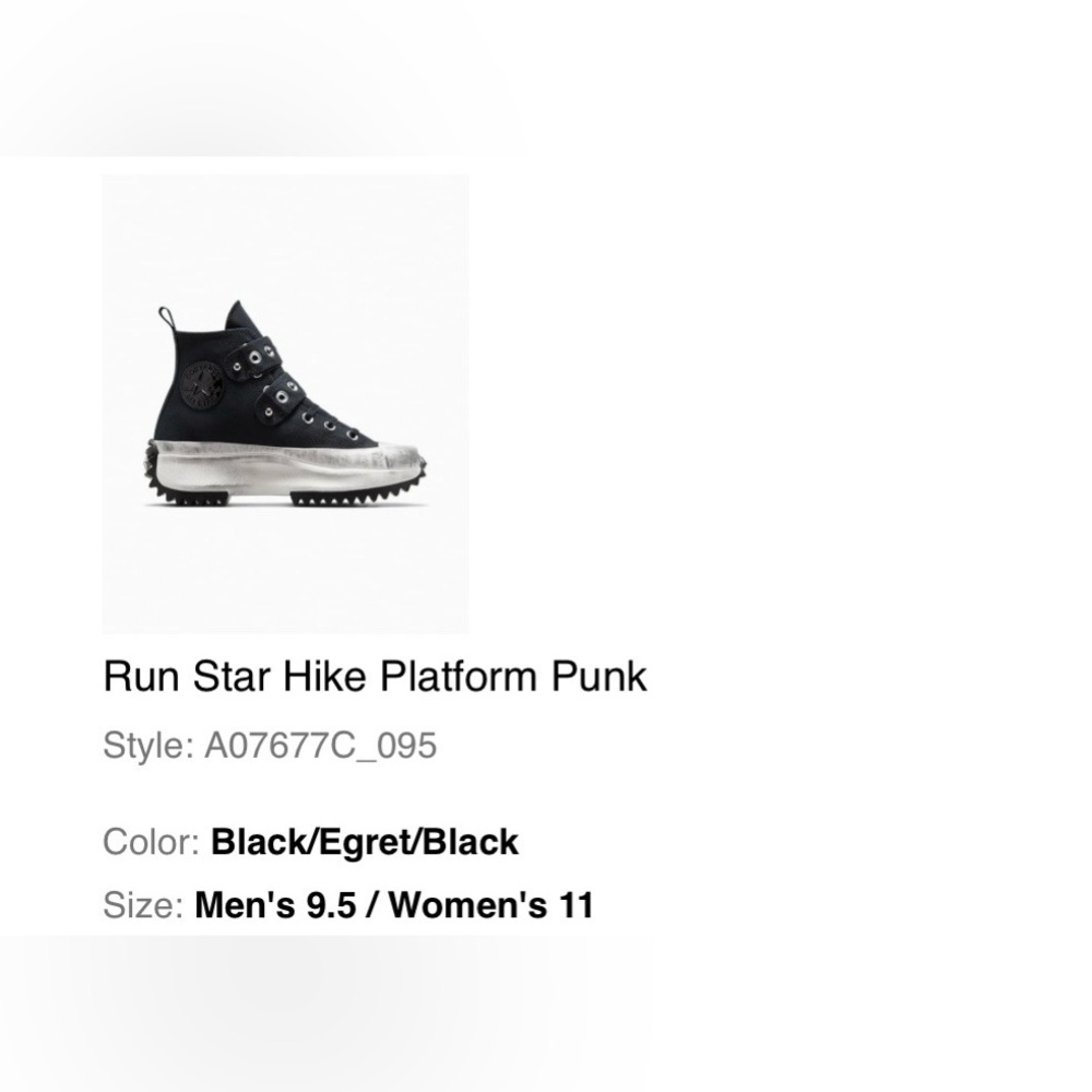 LIKE NEW Converse Black and White Run Star Punk
